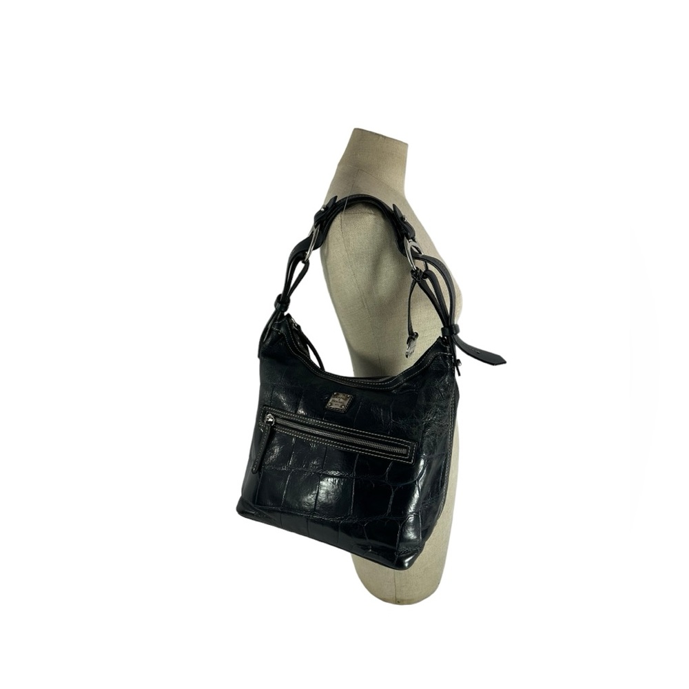 Vintage DOONEY & BOURKE green croc patten leather shoulder bag purse hobo
